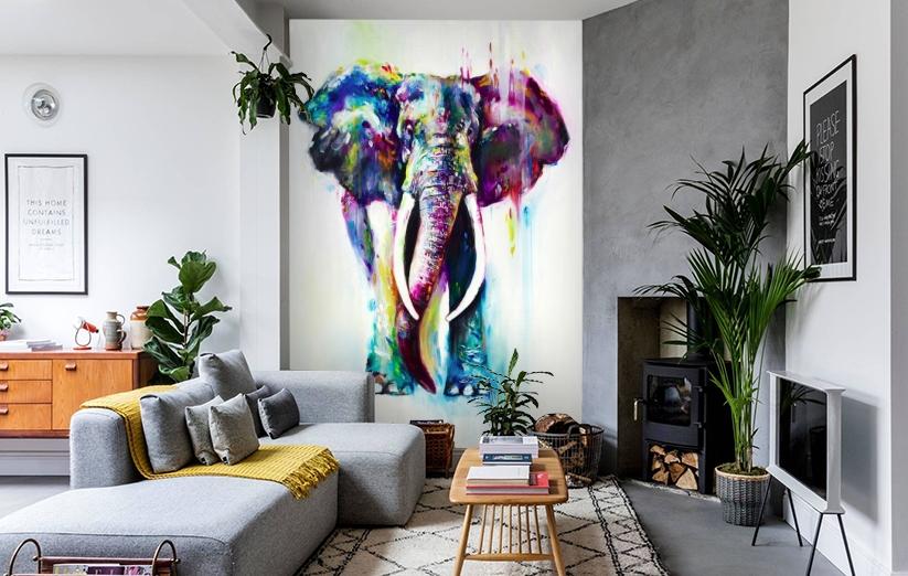 картинка 3D Фотообои «Слон акварелью» | интернет-магазин фотообоев ARTDECO