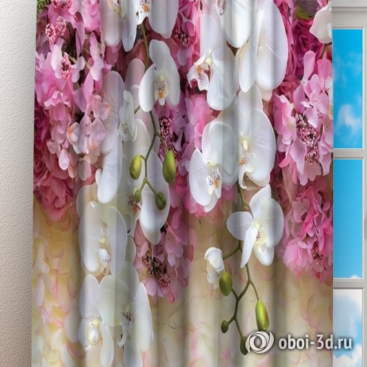 картинка Фотошторы «Ниспадающие орхидеи» | интернет-магазин фотообоев ARTDECO