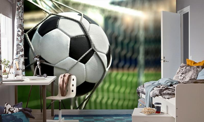 картинка 3D Фотообои «Футбольный мяч в сетке» | интернет-магазин фотообоев ARTDECO