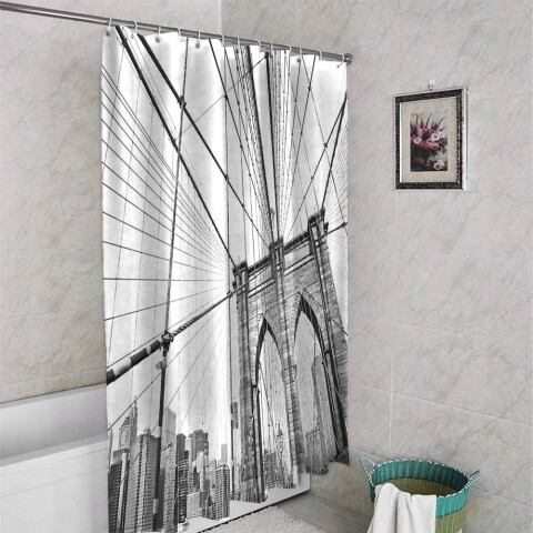 картинка 3D штора для ванны «Мост Нью-Йорка» | интернет-магазин фотообоев ARTDECO