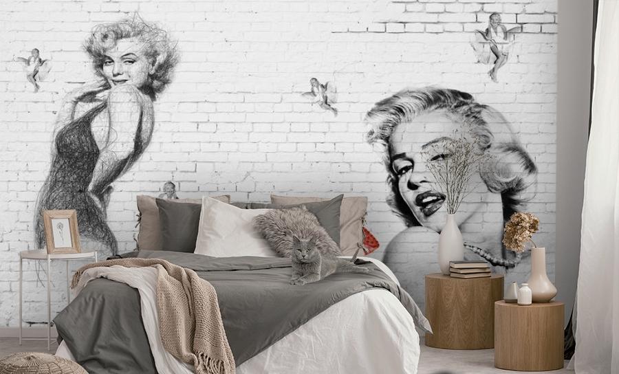 картинка 3D Фотообои «Мэрилин Монро. Настенная роспись» | интернет-магазин фотообоев ARTDECO
