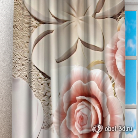 картинка Фотошторы «Объемная композиция с бутонами роз» | интернет-магазин фотообоев ARTDECO