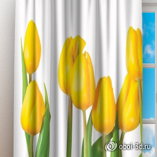 картинка Фотошторы «Желтые тюльпаны» | интернет-магазин фотообоев ARTDECO