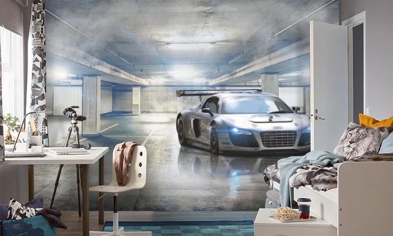 картинка 3D Фотообои  «Автомобиль на подземной парковке» | интернет-магазин фотообоев ARTDECO