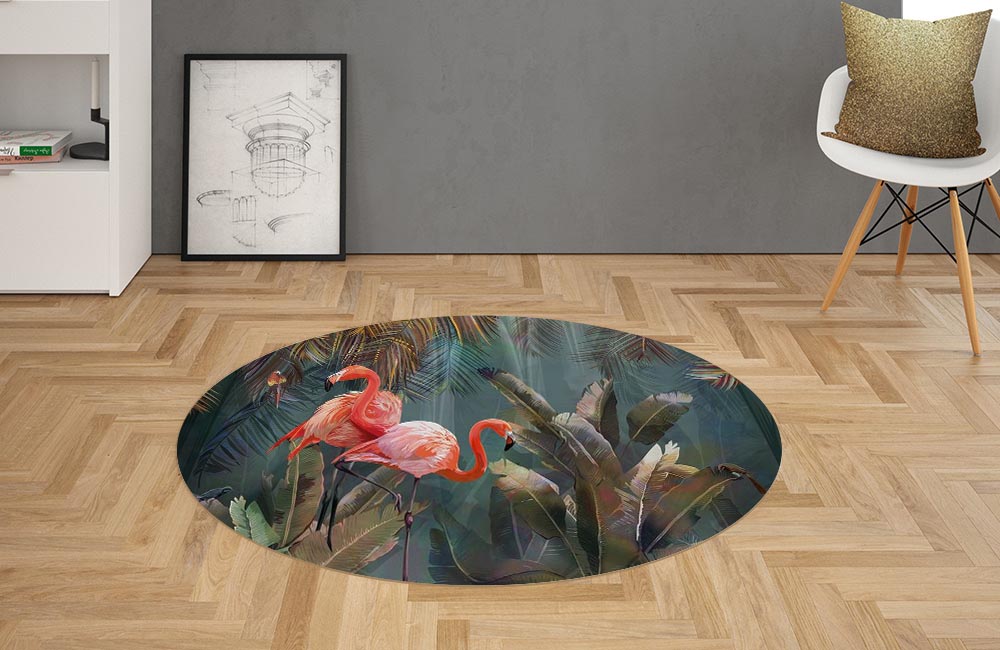 картинка 3D Ковер «Фламинго в тенистых тропиках» | интернет-магазин фотообоев ARTDECO
