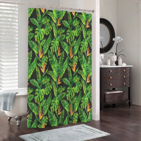 3D штора в ванную комнату «Карибские джунгли»