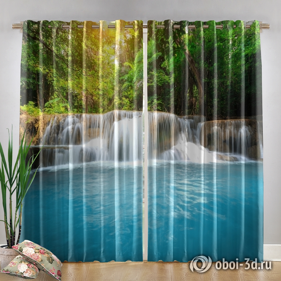 картинка Фотошторы «Водопад с голубой водой» | интернет-магазин фотообоев ARTDECO