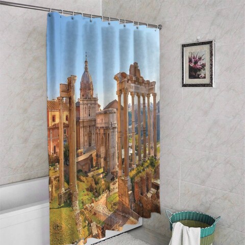 картинка 3D шторка для ванной «Древняя Италия» | интернет-магазин фотообоев ARTDECO
