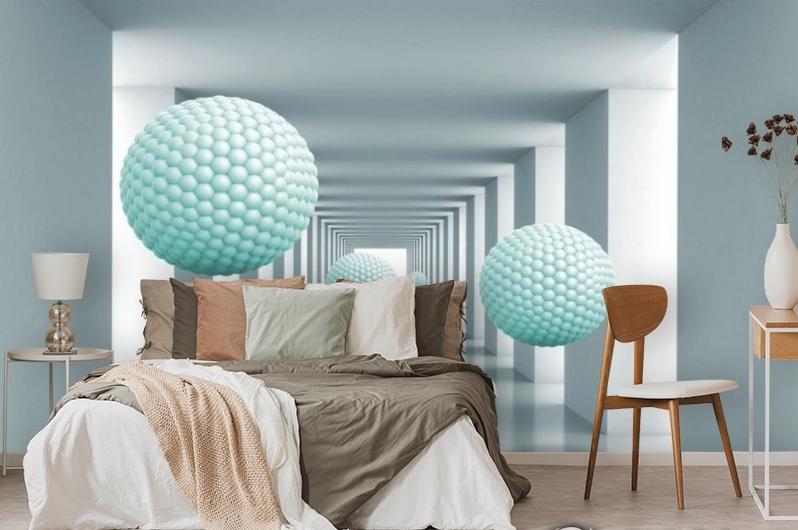 картинка 3D Фотообои  «Мятные шары в тоннеле» | интернет-магазин фотообоев ARTDECO
