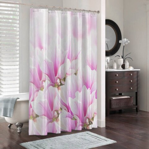 картинка 3D занавеска в ванную комнату «Цветы магнолии» | интернет-магазин фотообоев ARTDECO
