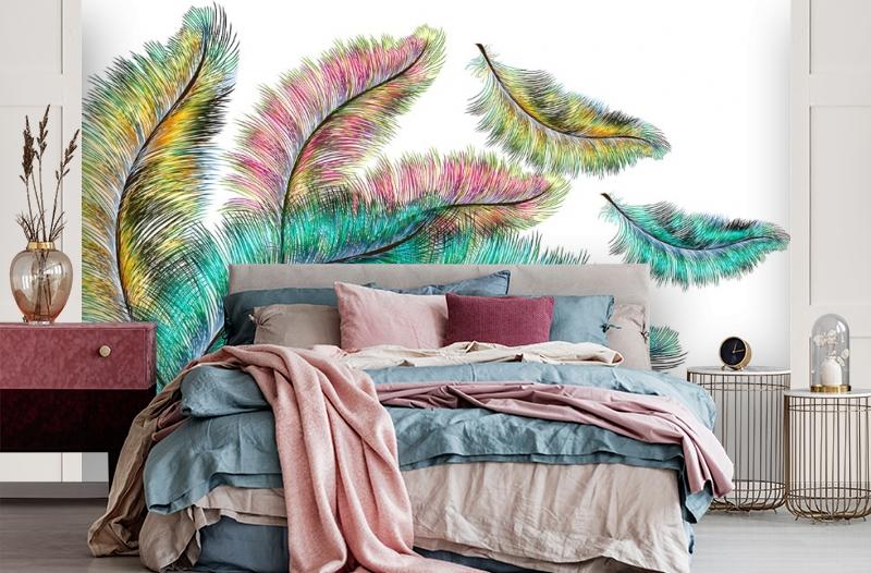 картинка 3D Фотообои «Радужные перья» | интернет-магазин фотообоев ARTDECO