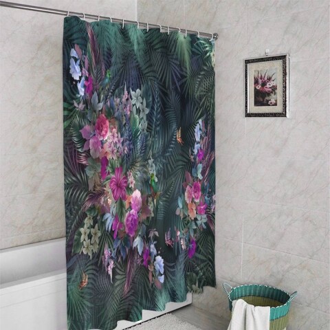 картинка Занавеска для ванной «Тропическое великолепие» | интернет-магазин фотообоев ARTDECO