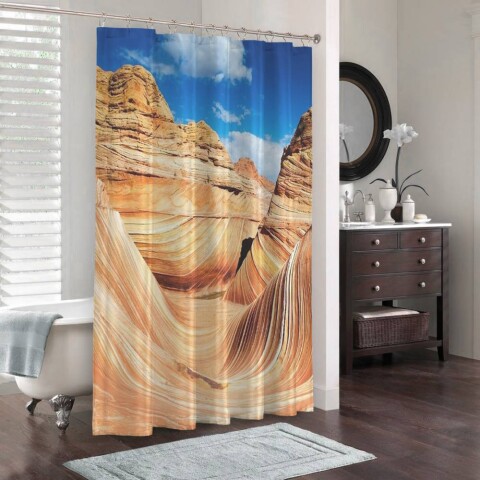 картинка 3D штора в ванную комнату «Большой каньон» | интернет-магазин фотообоев ARTDECO