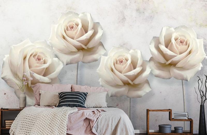 картинка 3D Фотообои «Прекрасные розы на холсте» | интернет-магазин фотообоев ARTDECO