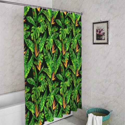 картинка 3D штора в ванную комнату «Карибские джунгли» | интернет-магазин фотообоев ARTDECO
