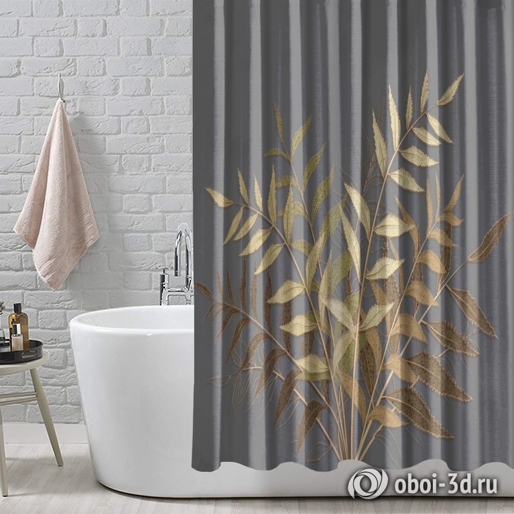 картинка Шторы для ванной «Золотые ветви» | интернет-магазин фотообоев ARTDECO
