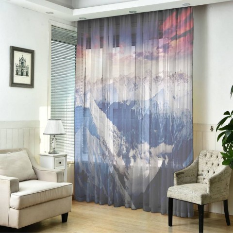 картинка 3D Тюль на окна "Рассвет в горах" | интернет-магазин фотообоев ARTDECO