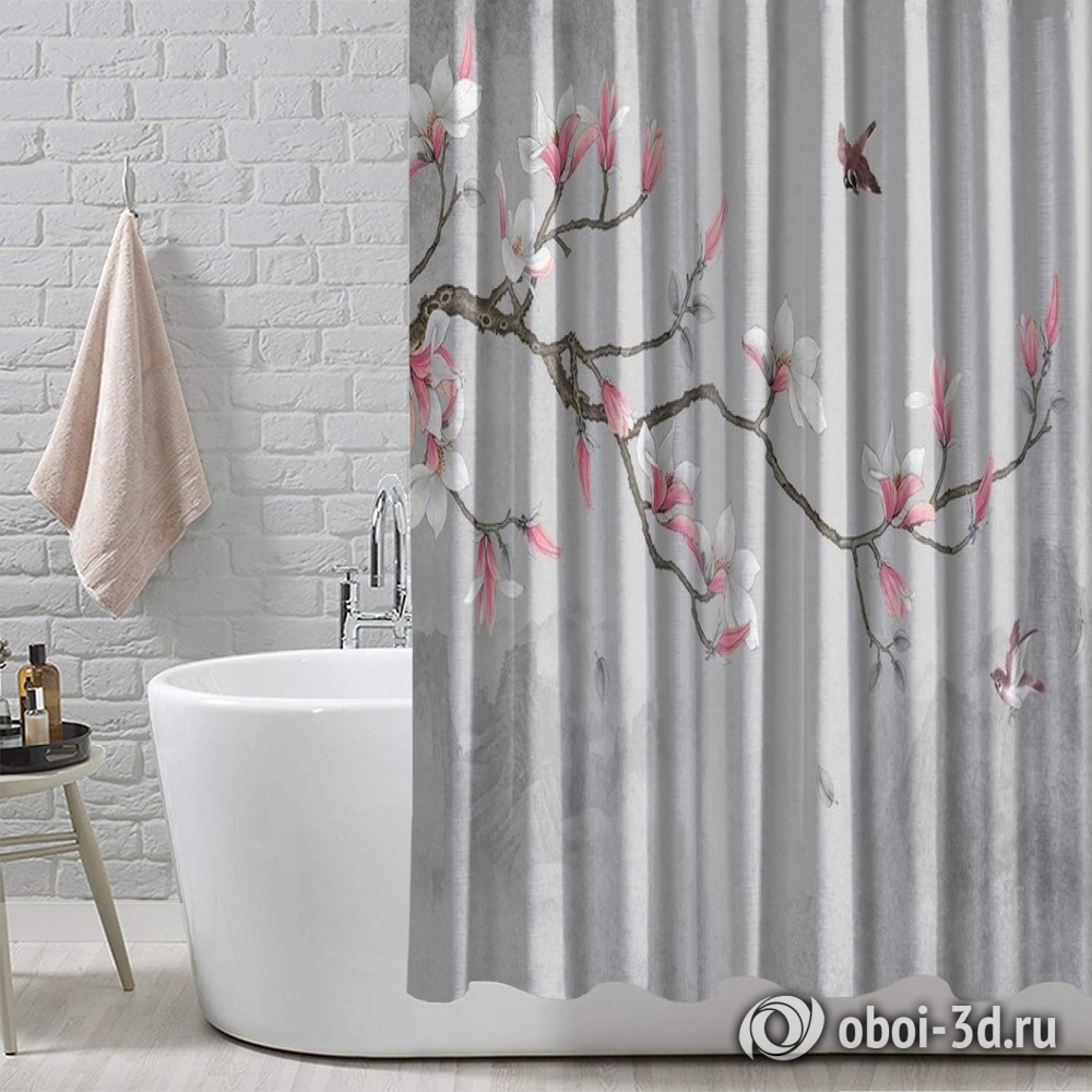 картинка Шторы для ванной «Весенняя романтика» | интернет-магазин фотообоев ARTDECO