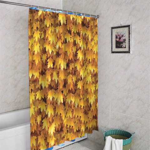 картинка 3D занавеска в ванную комнату «Листва» | интернет-магазин фотообоев ARTDECO