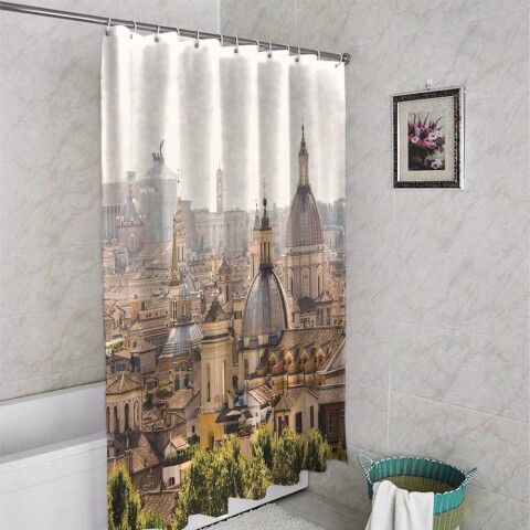 картинка Занавеска для ванной «Крыши Рима» | интернет-магазин фотообоев ARTDECO