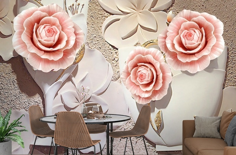 картинка 3D Фотообои «Объемная композиция с бутонами роз» | интернет-магазин фотообоев ARTDECO