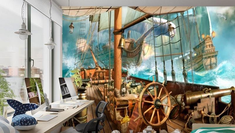 картинка 3D Фотообои «На борту пиратского корабля» | интернет-магазин фотообоев ARTDECO