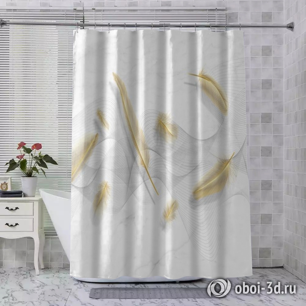 картинка Шторы для ванной «Невесомый поток на мраморном фоне» | интернет-магазин фотообоев ARTDECO