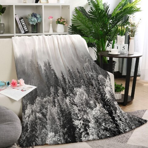 3D Плед «Заснеженный туманный лес»