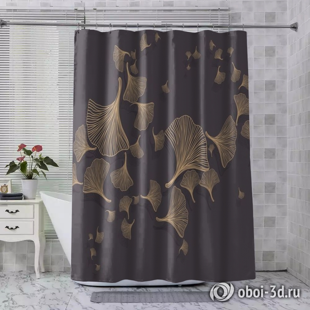 картинка Шторы для ванной «Круговорот из цветочных зонтиков» | интернет-магазин фотообоев ARTDECO