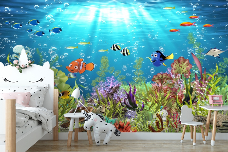 картинка 3D Фотообои «Забавные рыбки» | интернет-магазин фотообоев ARTDECO