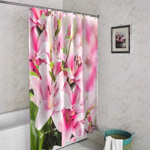 картинка 3D фото занавеска для ванной «Букет из лилий» | интернет-магазин фотообоев ARTDECO