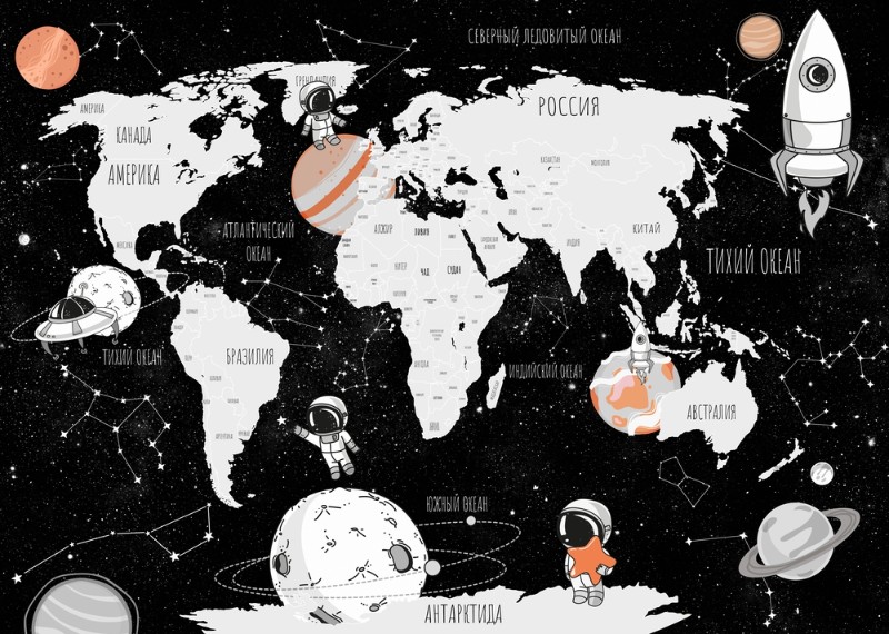 картинка Фотообои «Космическая карта на чёрном» | интернет-магазин фотообоев ARTDECO