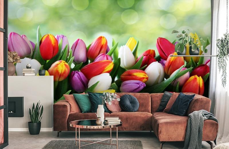 картинка 3D Фотообои «Разноцветные тюльпаны» | интернет-магазин фотообоев ARTDECO