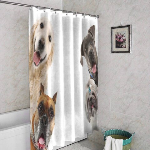картинка 3D штора для ванной «Довольные псы» | интернет-магазин фотообоев ARTDECO