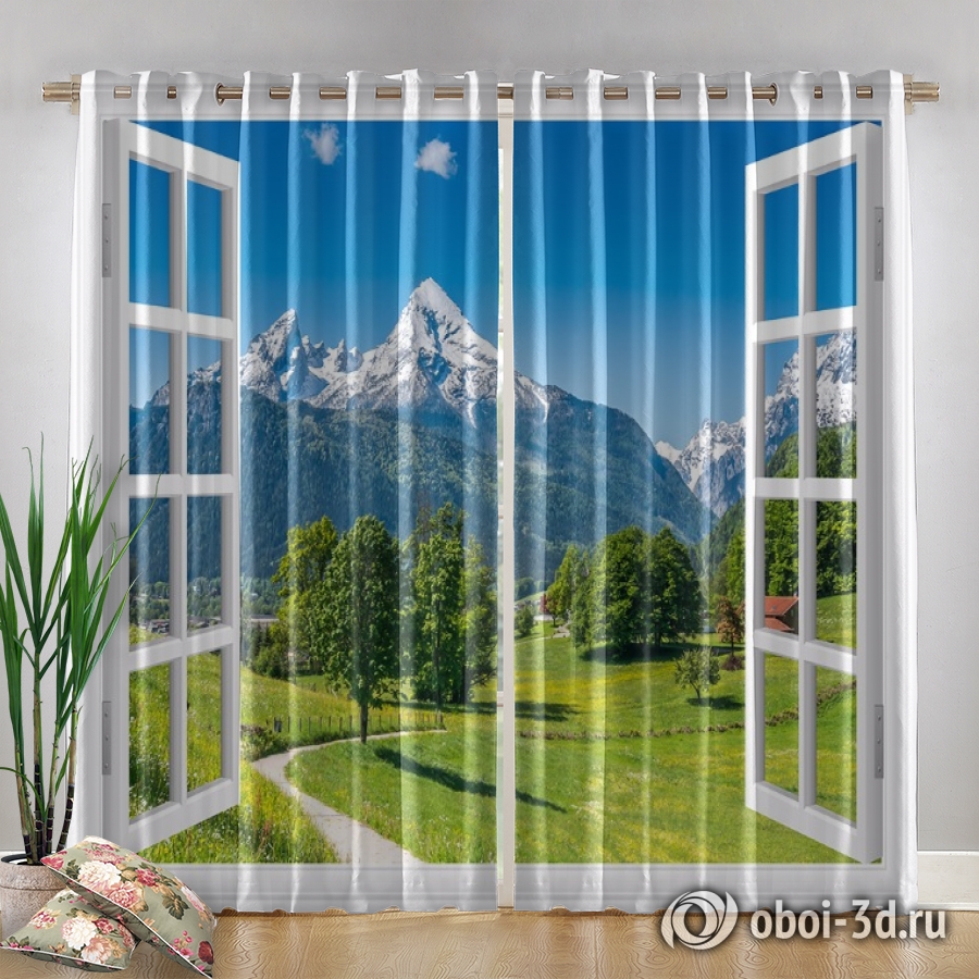 картинка Фотошторы «Окно с видом на Баварские горы» | интернет-магазин фотообоев ARTDECO