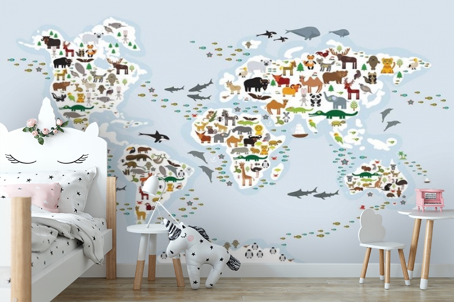 картинка 3D Фотообои «Схематичная карта мира» | интернет-магазин фотообоев ARTDECO