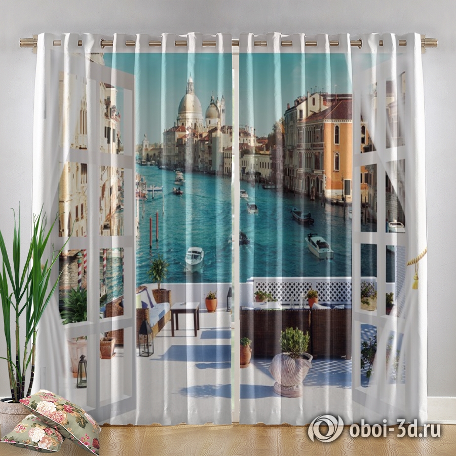 картинка Фотошторы «Окно-балкон в Венеции» | интернет-магазин фотообоев ARTDECO