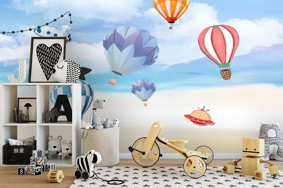 3D Фотообои «Небесная фантазия с воздушными шарами»