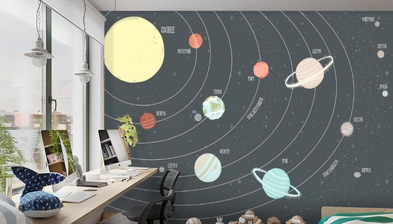 картинка 3D Фотообои «Иллюстрация солнечной системы» | интернет-магазин фотообоев ARTDECO