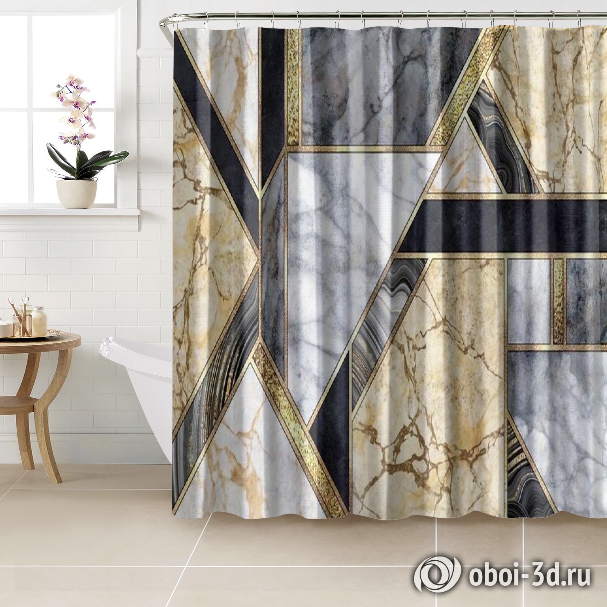 картинка Шторы для ванной «Мраморная мозаика» | интернет-магазин фотообоев ARTDECO