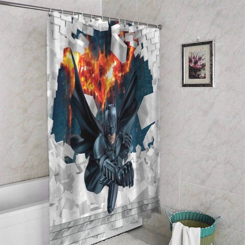 картинка 3D занавеска в ванную комнату «Бэтмен» | интернет-магазин фотообоев ARTDECO