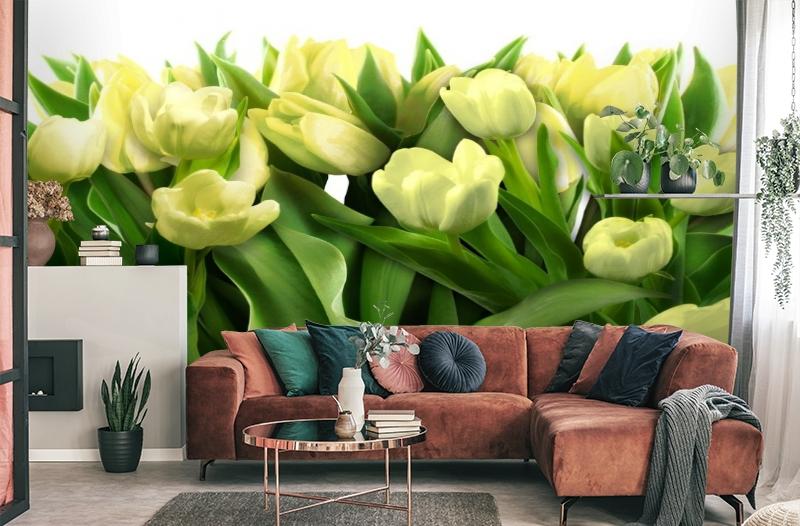 картинка 3D Фотообои «Нежные желтые тюльпаны» | интернет-магазин фотообоев ARTDECO