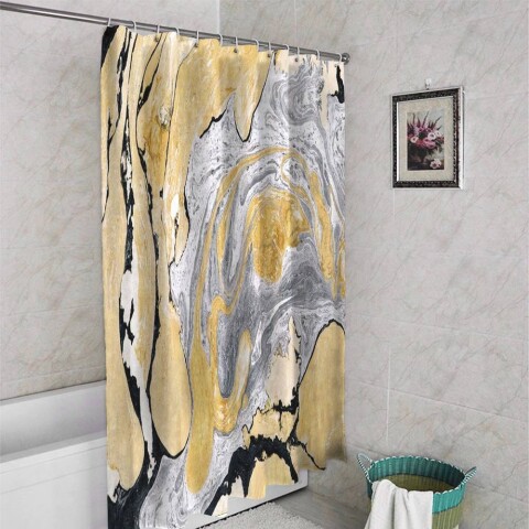 картинка Занавеска для ванной «Разлитая поталь» | интернет-магазин фотообоев ARTDECO
