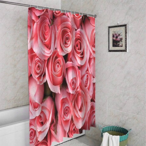 картинка 3D фотоштора для ванной «Обилие роз» | интернет-магазин фотообоев ARTDECO