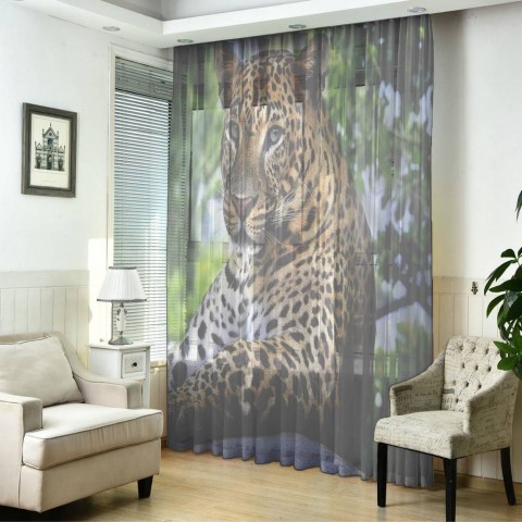 картинка Тюль для штор "Отдыхающий леопард" | интернет-магазин фотообоев ARTDECO
