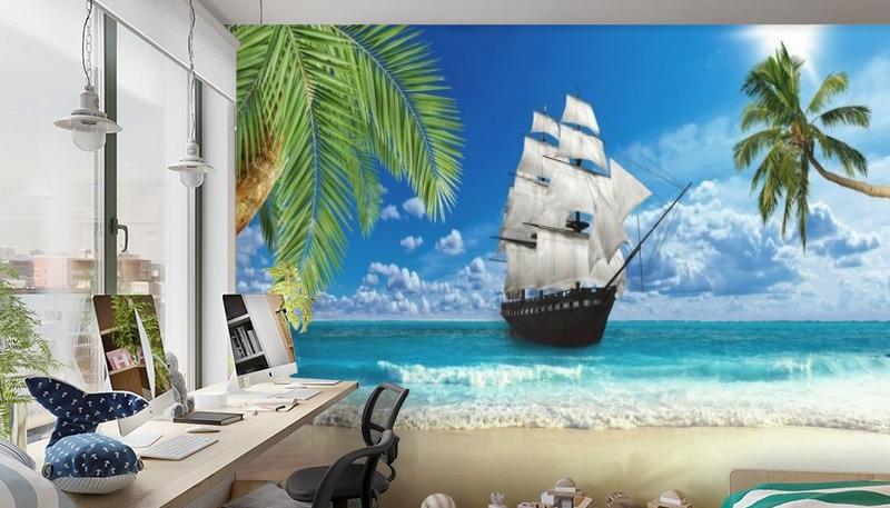 3D Фотообои  «Корабль у берега»