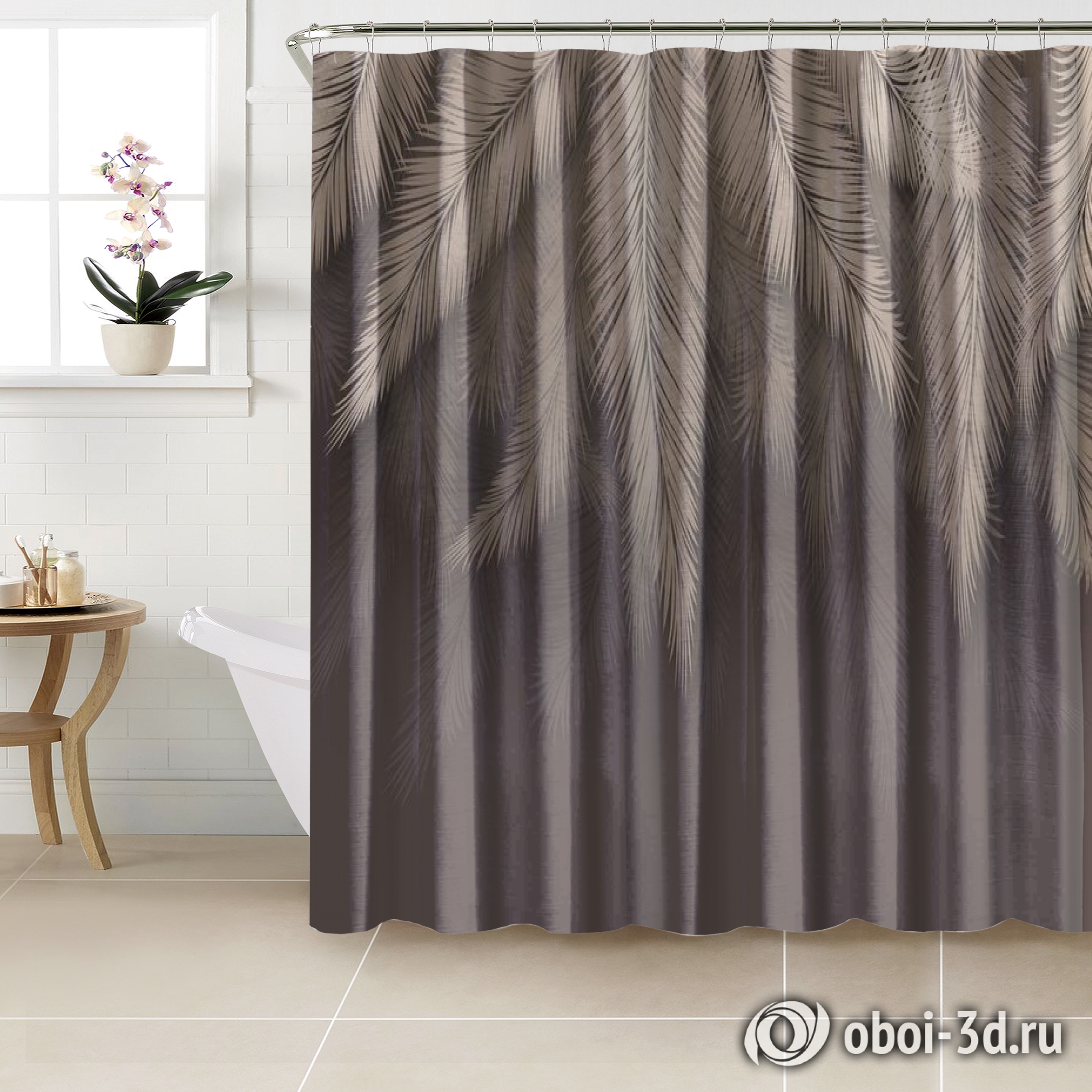 картинка Шторы для ванной «Шаль из листьев» | интернет-магазин фотообоев ARTDECO