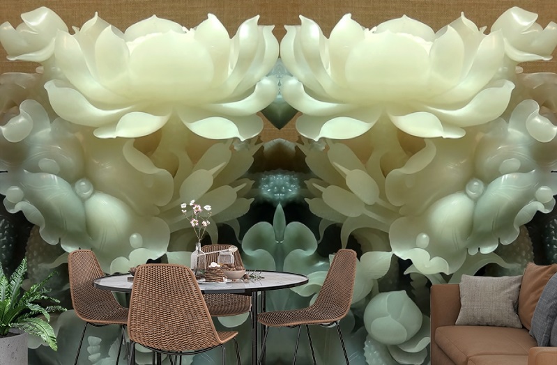 картинка 3D Фотообои «Нефритовые цветы» | интернет-магазин фотообоев ARTDECO