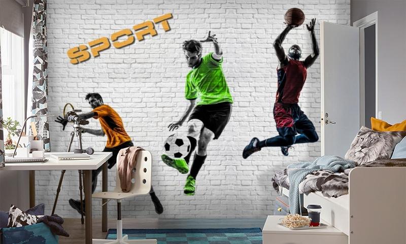 картинка 3D Фотообои «Спортивный коллаж» | интернет-магазин фотообоев ARTDECO