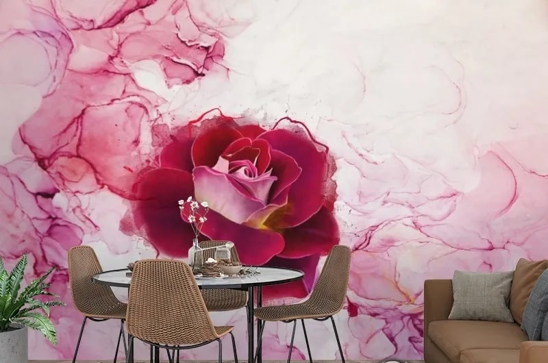картинка 3D Фотообои «Бархатная роза на мраморе» | интернет-магазин фотообоев ARTDECO